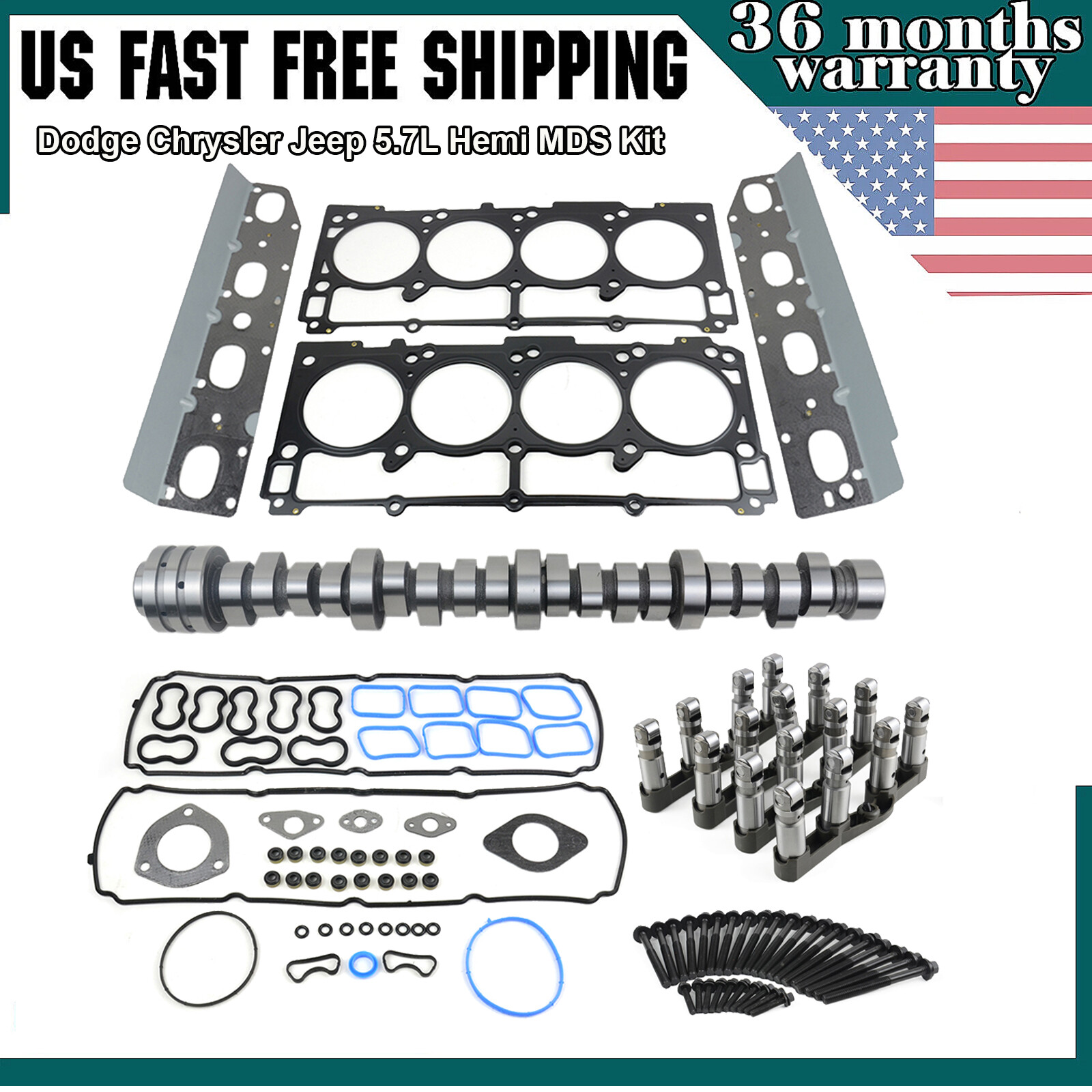 5.7L Hemi Engine MDS Lifters Kit For 11-15 Jeep Dodge Durango Charger Chrys US