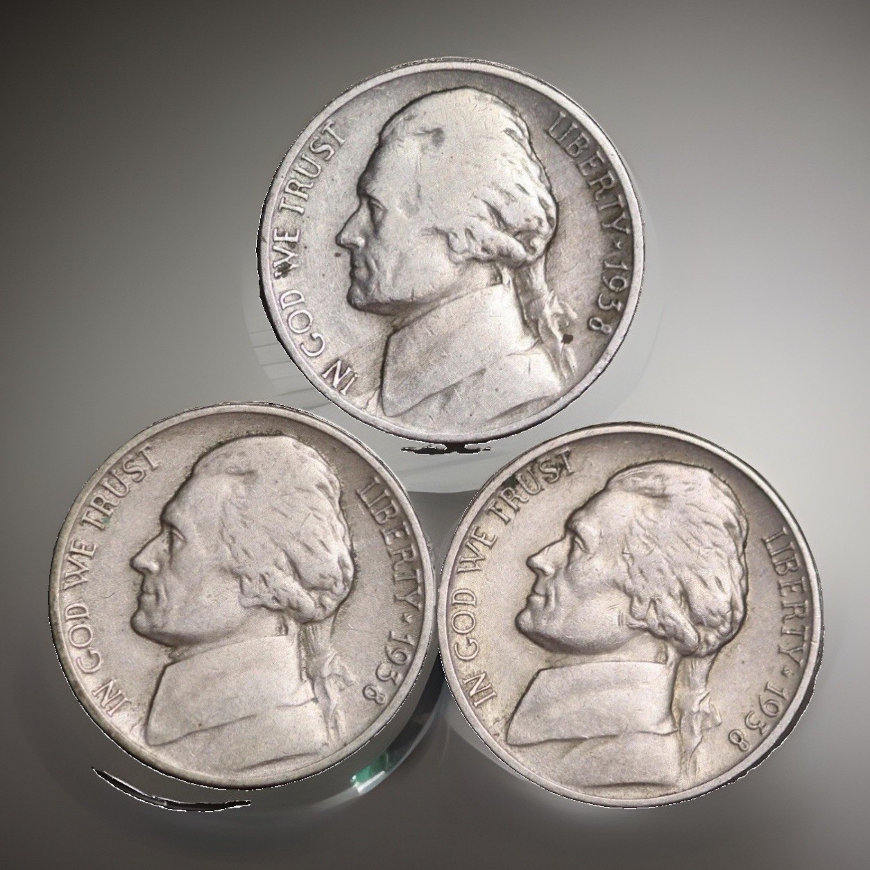 1938 P D S Jefferson Nickel Set (3 Coin Lot) Nice GOOD / VG FAST SHIPPING 1938 P D S Jefferson Nickel Set (3 Coin Lot) Nice GOOD / VG FAST SHIPPING