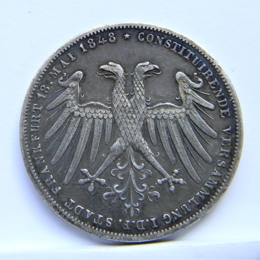 German States Frankfurt 1848 silver 2 Gulden Archduke Johann of Austria election