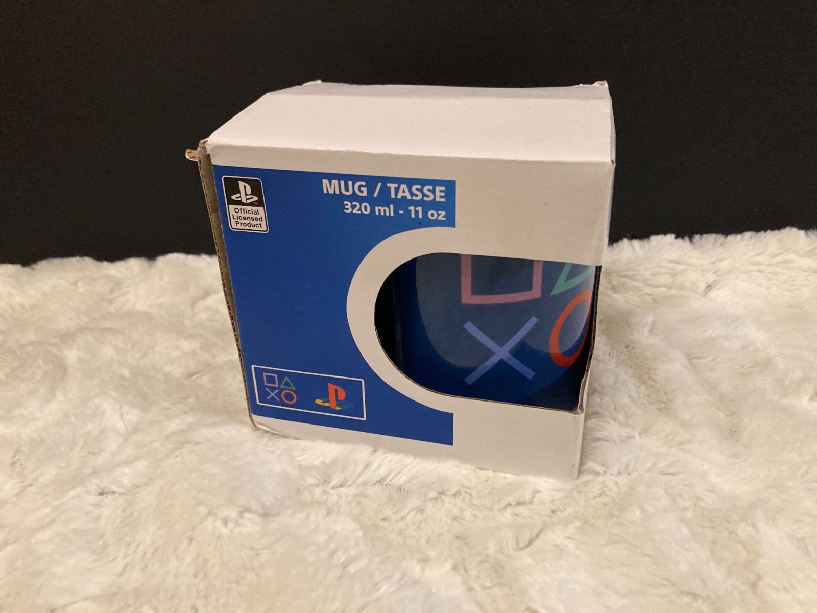 Official PlayStation Controller Icons Blue Ceramic Coffee Mug 11 oz 320 ml NIB
