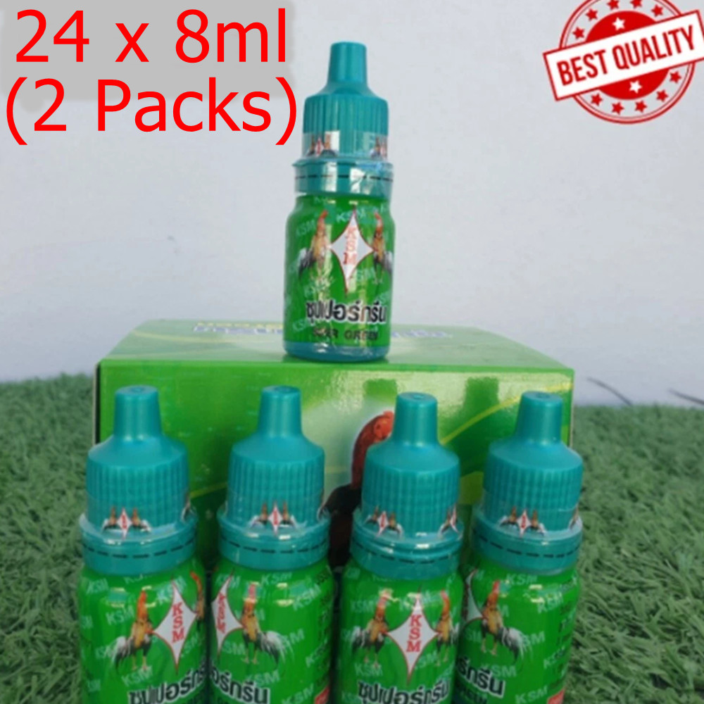 2 Packs Chicken Rooster Super Green (Total 24x8ml)Relieve Prevent Colds Diarrhea