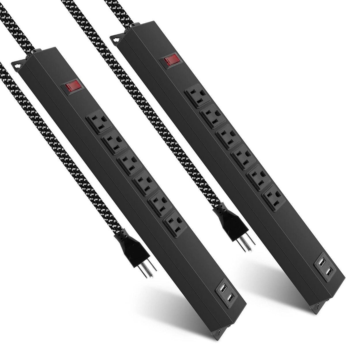VILOBOS 6 Outlets 2 USB Power Strip Surge Protector 2PCS Wall Mountable Desktop