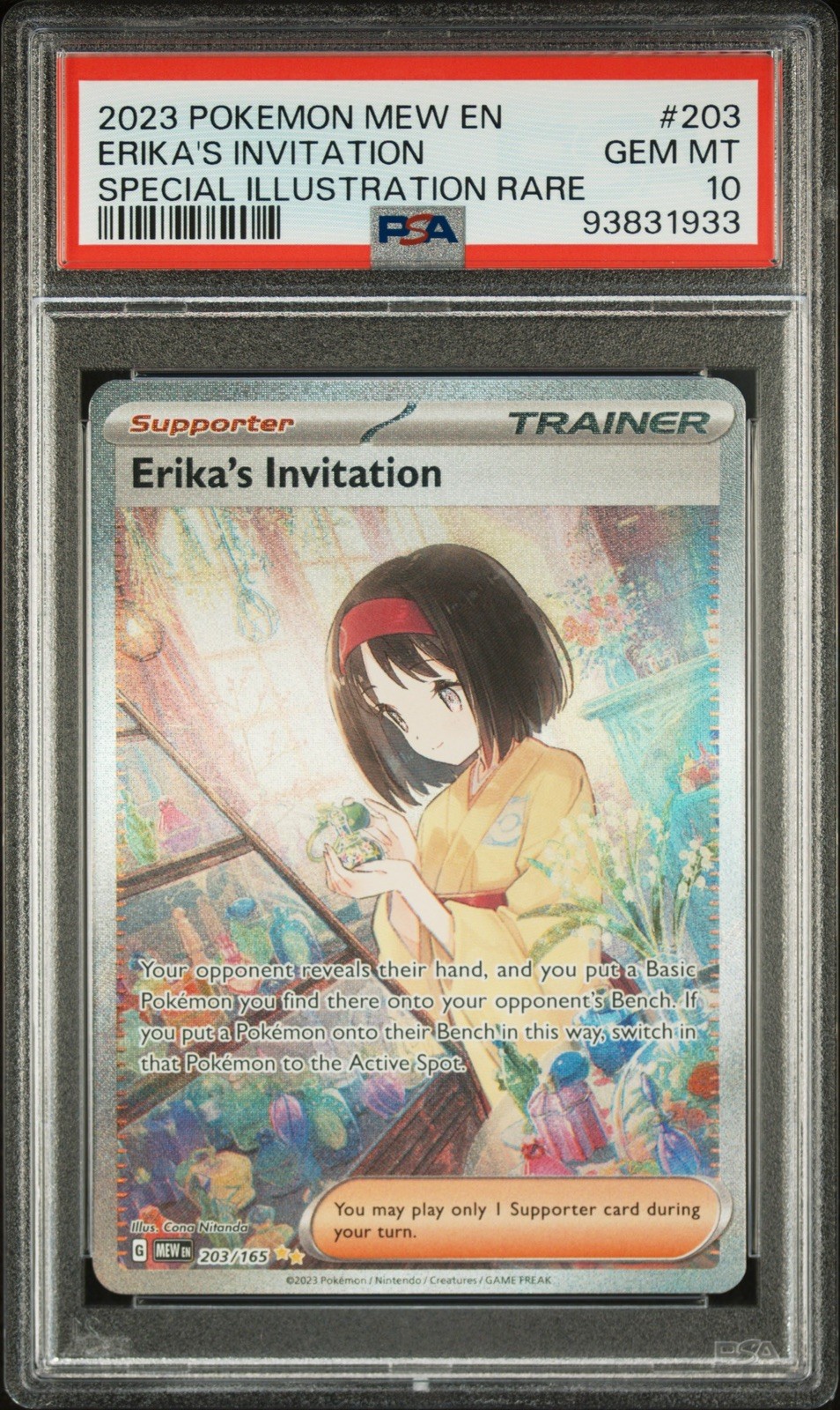 2023 Pokemon ERIKA\'S INVITATION #203/165 SV 151 Special Illustration Rare PSA 10