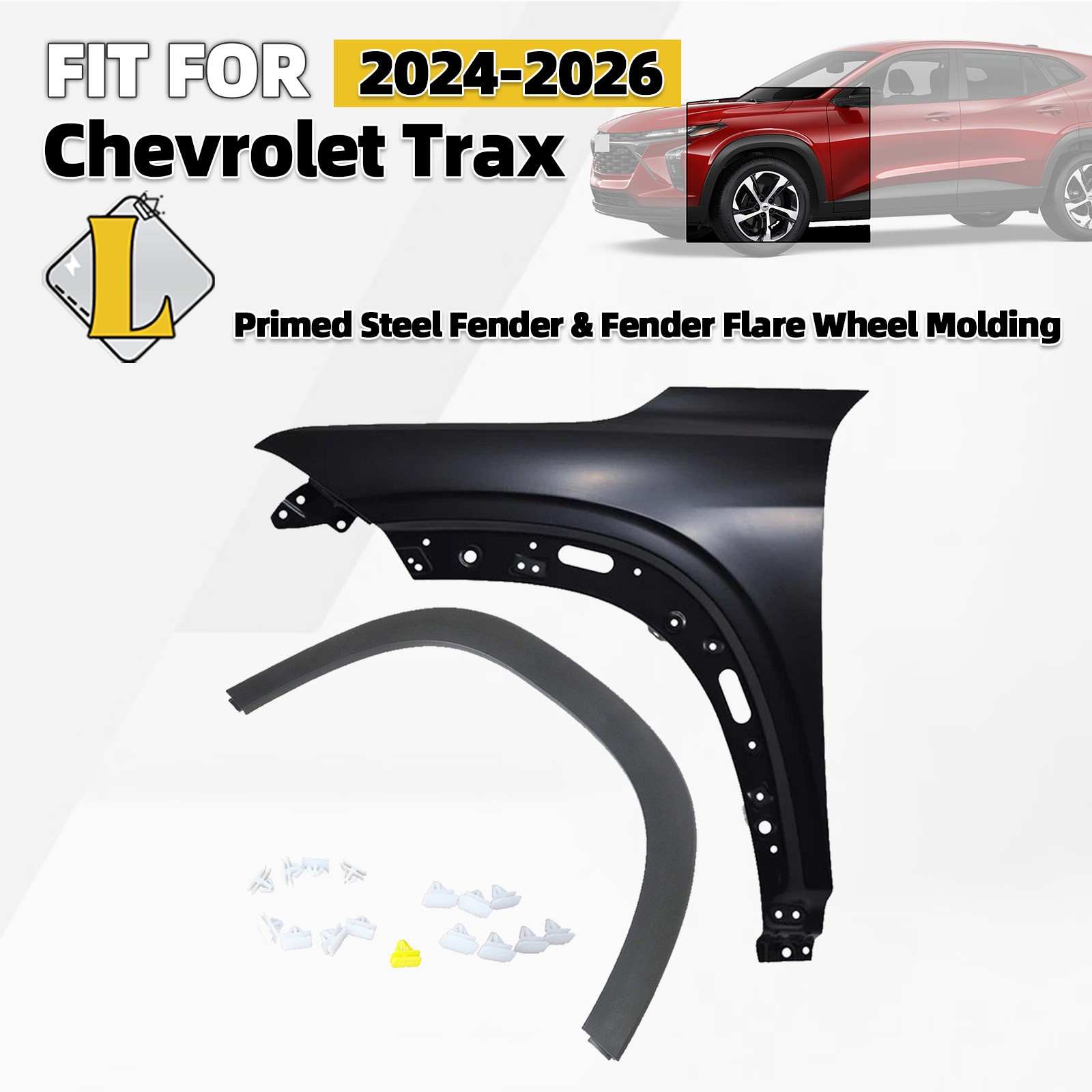 For 2024-2026 Chevy Trax Front Steel Fender & Flare Wheel Molding Left Driver