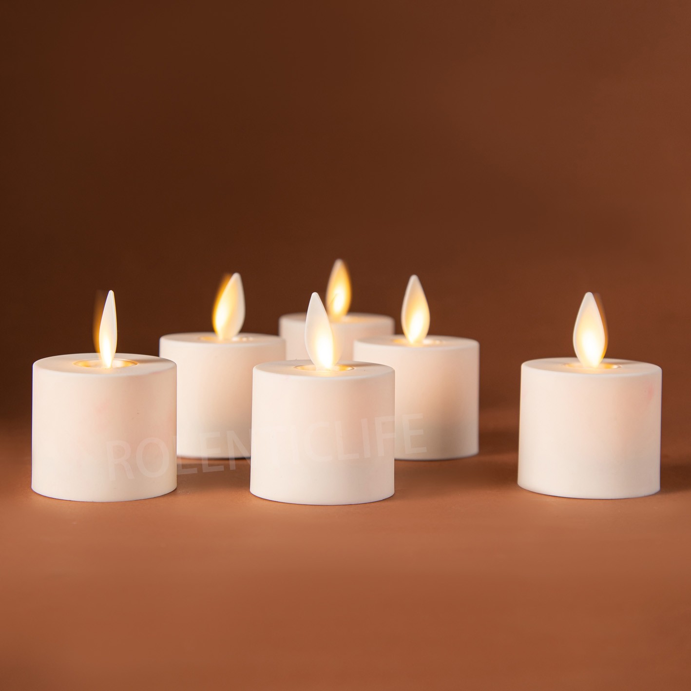 Set of 6 Luminara Flameless Moving Wick LED Battery Tea Light Candles w/Remote