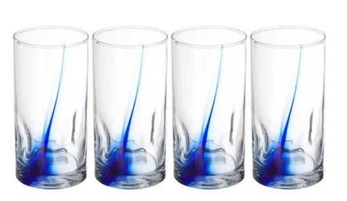 NEW Set of 8 Nautica Home Cobalt Blue Swirl Dimpled Drinking Glasses 16.7 oz NIB