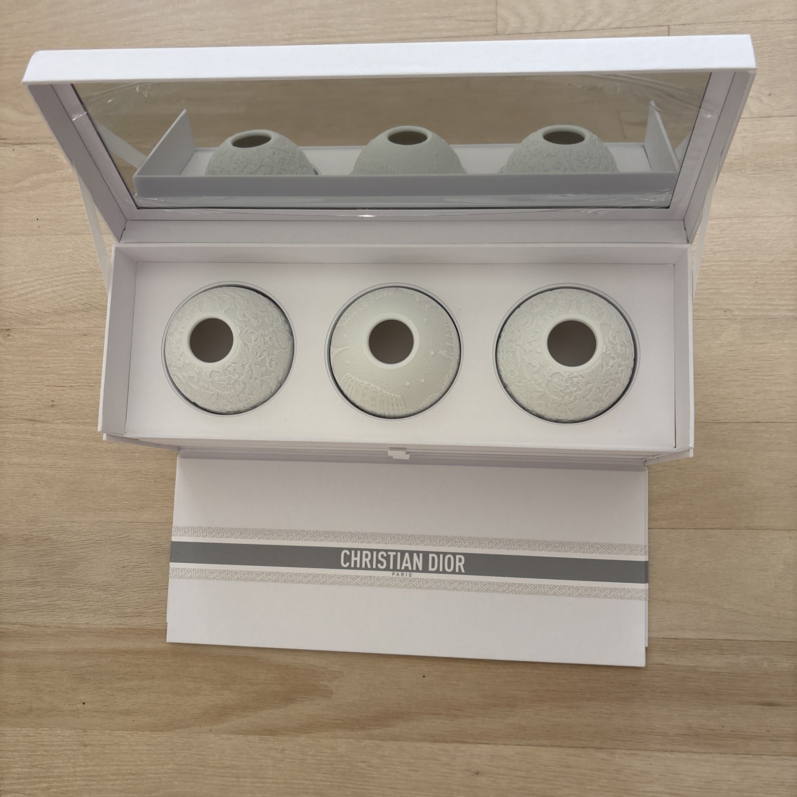 Dior x Maison Bernardaud Art of Living Hand Crafted Porcelain Candle Holders NIB