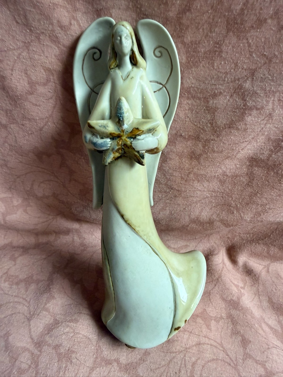 Vintage Angel Figurine Holding Star, Christmas, Holiday Decor