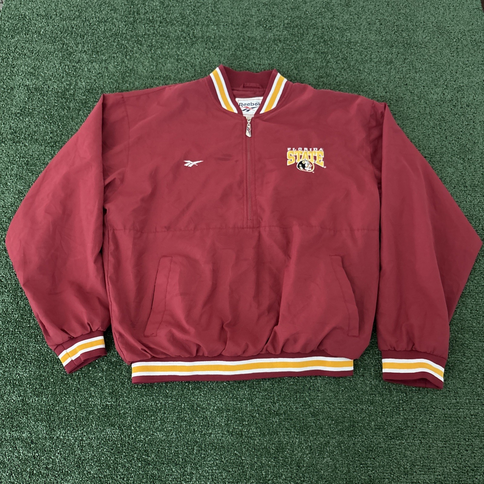 Vintage Reebok Florida State University FSU Lined Pullover Half Zip Jacket M Vintage Reebok Florida State University FSU Lined Pullover Half Zip Jacket M