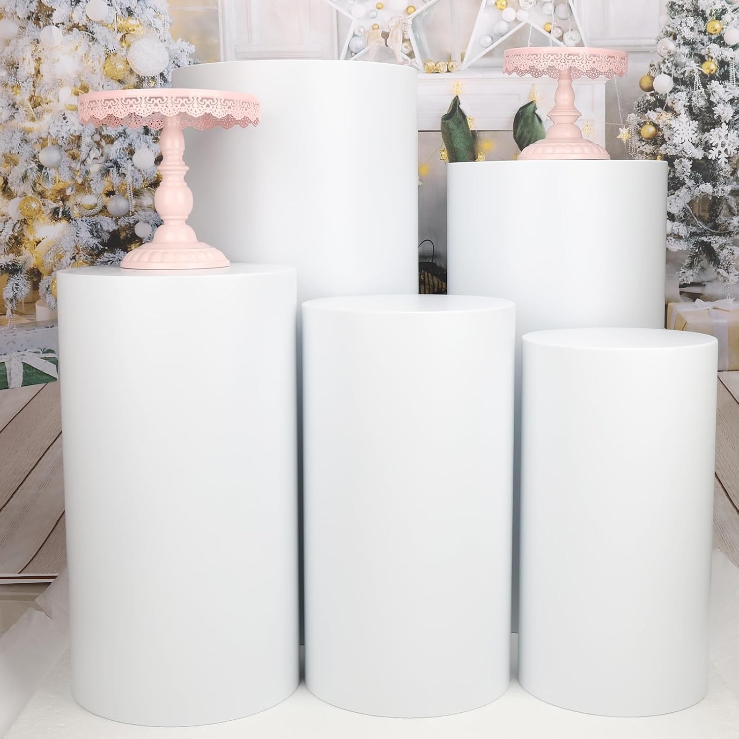Cylinder Stands Party 3Pcs/5Pcs Set Sturdy Metal Round Pedestal Stands Wedding