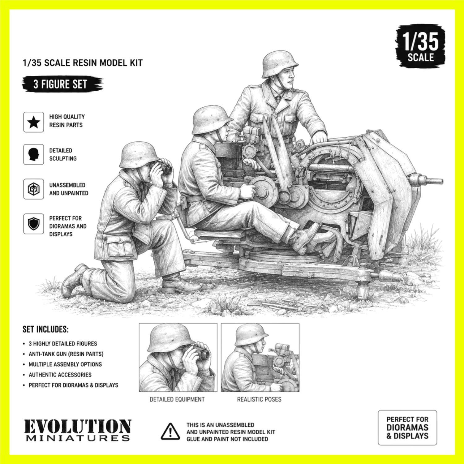 1/35 Casting Resin Model Assembly Kit, Gk, Artillery 4-person Team, Unpainted 1/35 Casting Resin Model Assembly Kit, Gk, Artillery 4-person Team, Unpainted