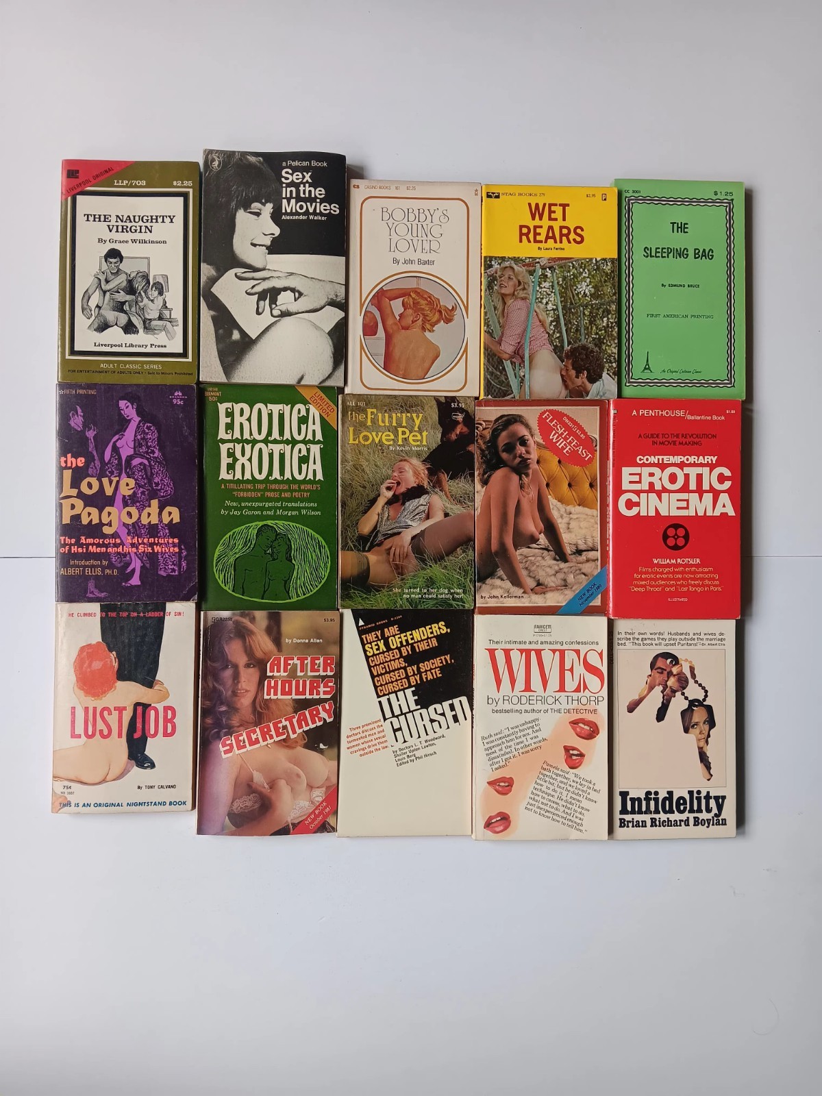 LOT of 15  VINTAGE ROMANCE EROTIC PAPERBACKS BOOKS  1960\'S - 80\'S  RARE  Set #1