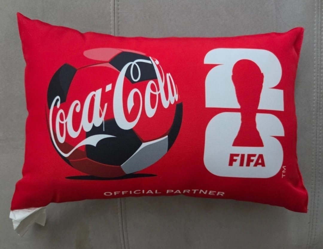 Coca Cola FIFA 2026 World Cup Decorative Throw Pillow Official Merchandise RARE