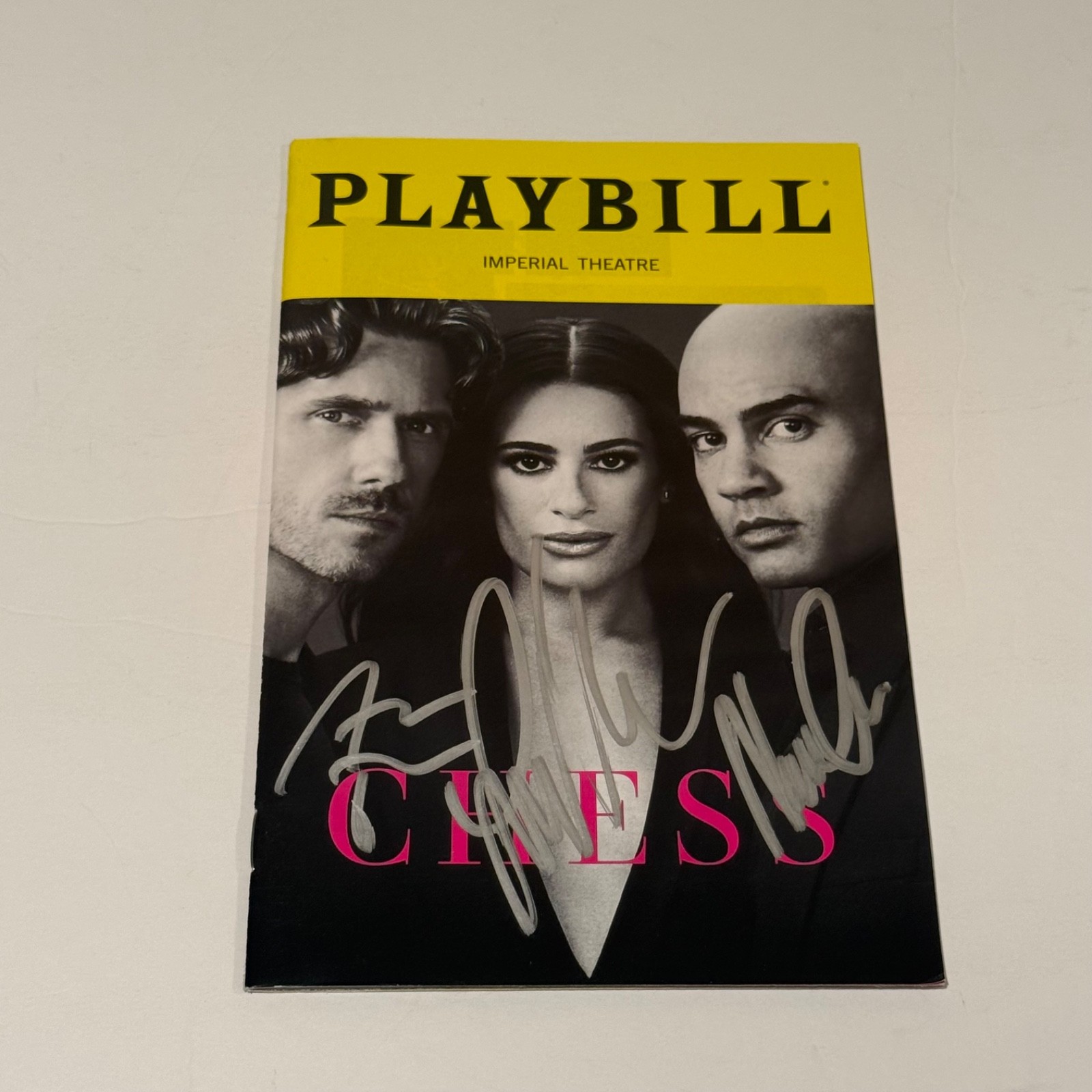 Lea Michele, Aaron Tveit, Nicholas Christopher Signed Chess Broadway Playbill