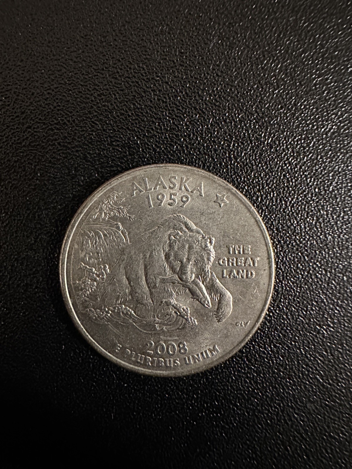 2008-P Alaska State Quarter DUAL ERROR Extra Claw Die Chip & Great Land Motto