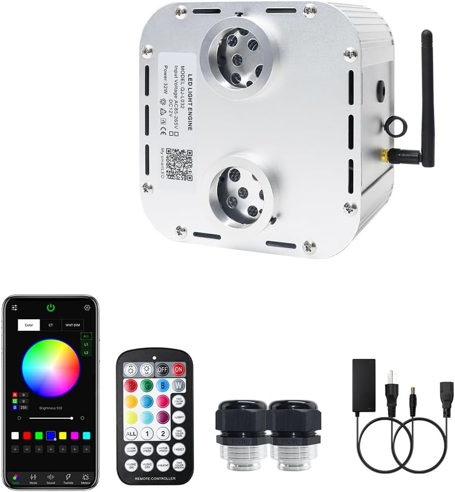 RGBW Fiber Optic Light Engine 32W Twinkle Star Ceiling Bluetooth RF