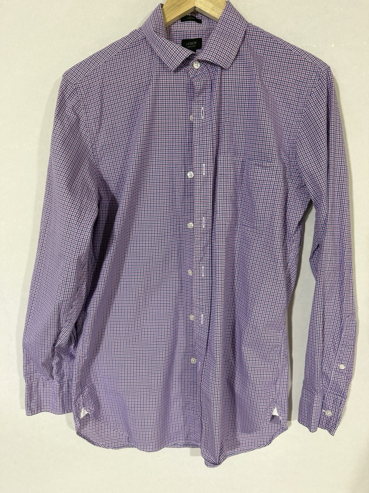 J.CREW Ludlow Men\'s M Red Blue White Check Long Sleeve Button-Up Shirt J.CREW Ludlow Men\'s M Red Blue White Check Long Sleeve Button-Up Shirt