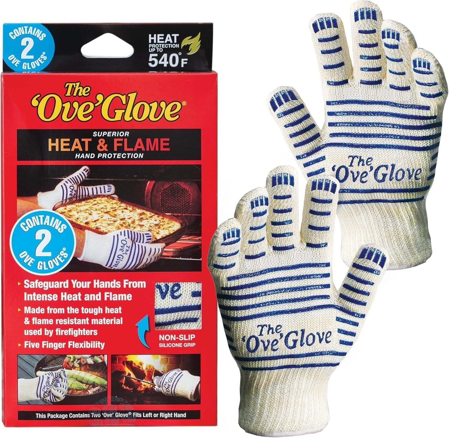 The Ove Glove 2-Pack - Oven Mitts - Superior Hand Protection from Heat and Flame