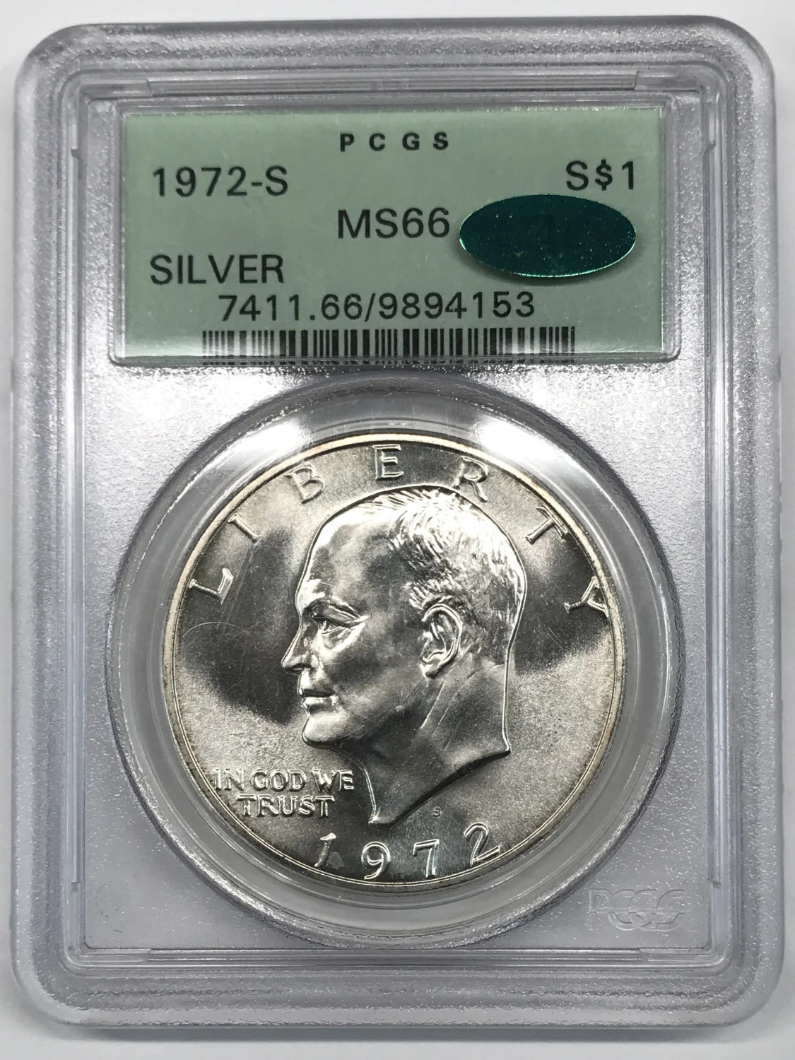 1972-S Silver Ike Eisenhower Dollar PCGS MS-66 CAC - Old Green Holder (OGH)