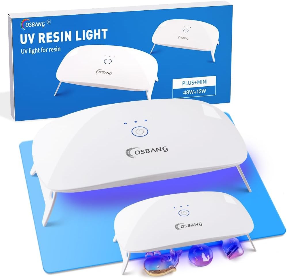 OSBANG 2 Pack UV Light for Resin, Large Size Foldable UV Resin Lamp and Mini ...