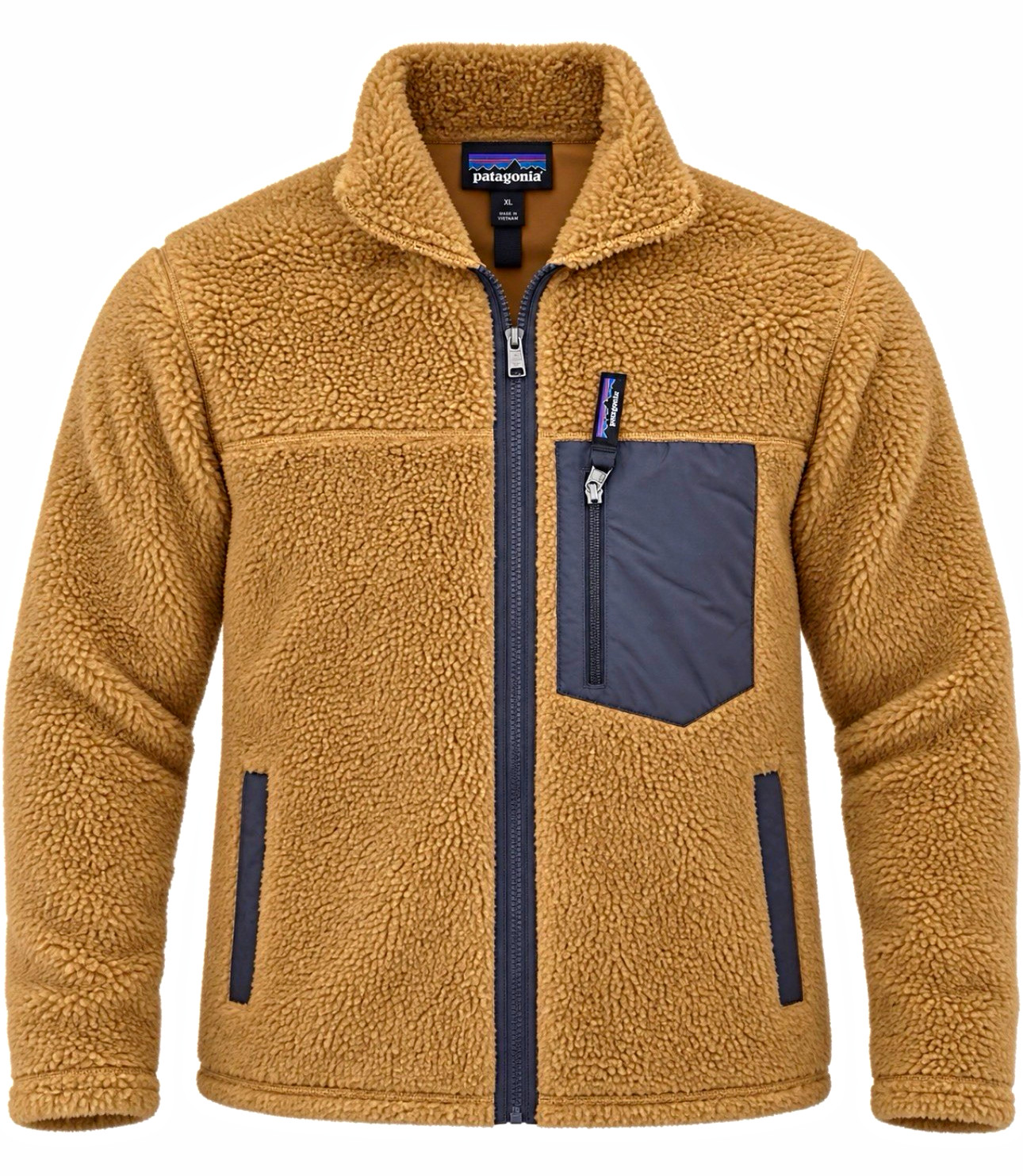 Patagonia Men\'s XL Brown Fleece Jacket Full Zip Stand-Up Collar Solid Patagonia Men\'s XL Brown Fleece Jacket Full Zip Stand-Up Collar Solid