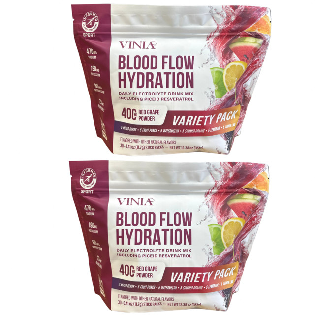 VINIA Resveratrol Electrolyte Hydration Powder Mix Variety Mix Blood Flow(2Pack) VINIA Resveratrol Electrolyte Hydration Powder Mix Variety Mix Blood Flow(2Pack)