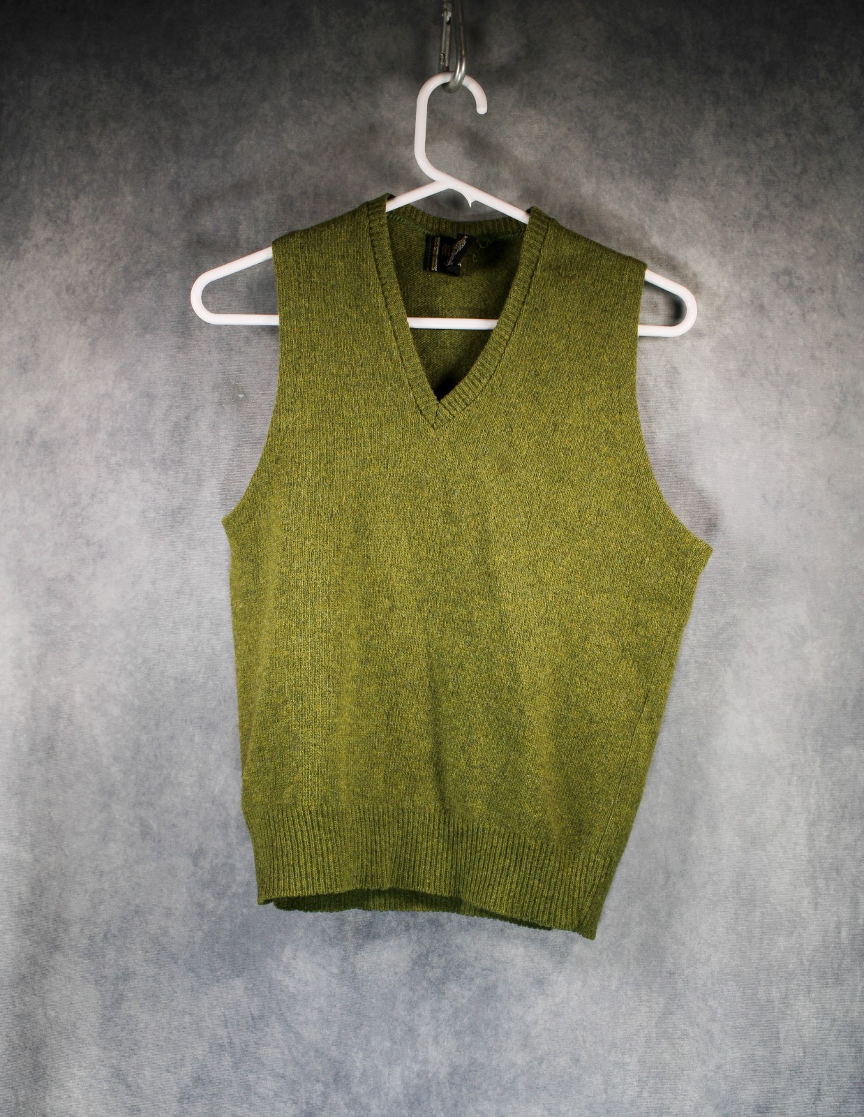 Vintage 1960s McBriar Sportswear Olive Green V-Neck Sweater Vest