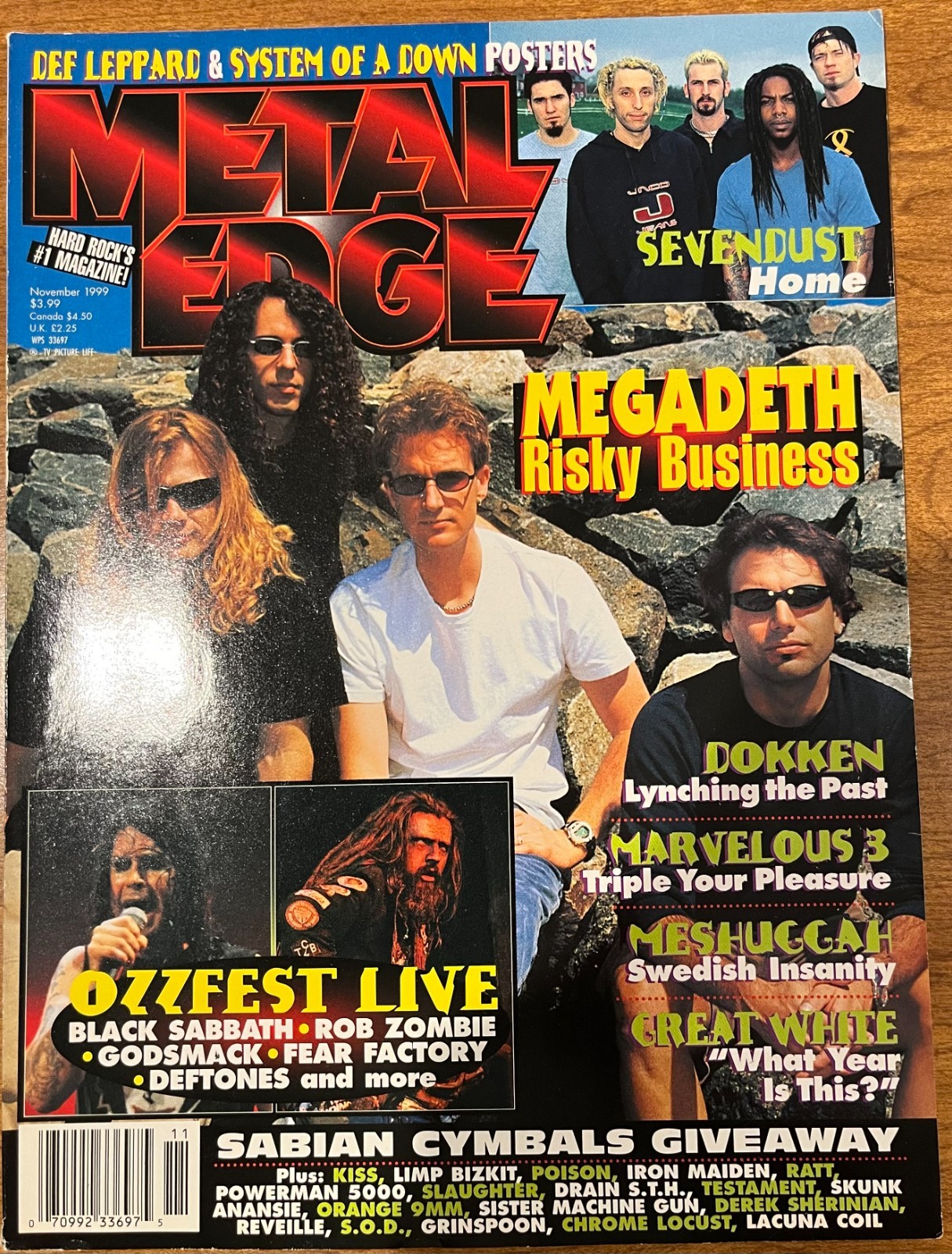 Metal Edge Magazine November 1999 Megadeath Ozzfest Complete