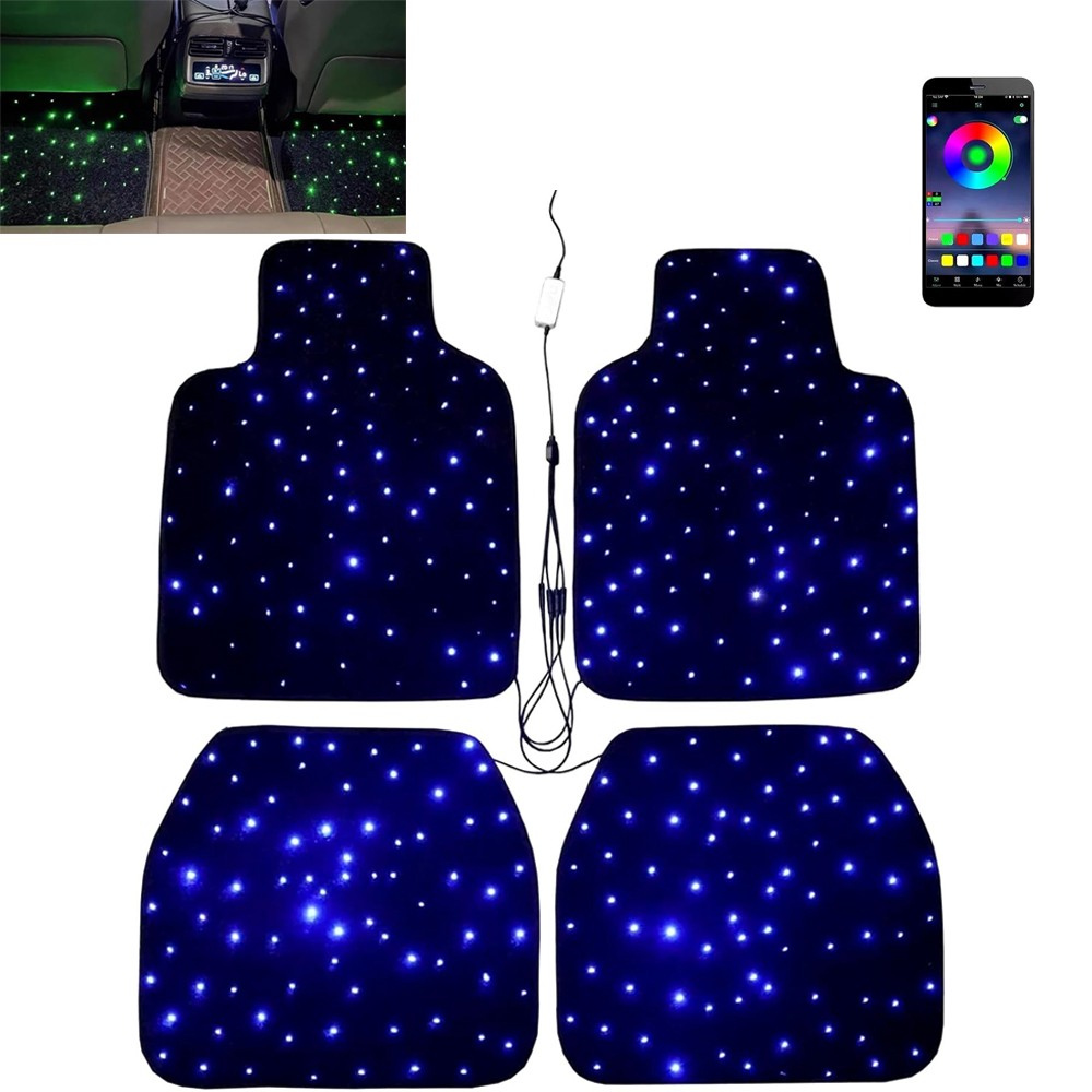 4pcs Starlight LED Car Floor Mats Universal for Cars, SUVs, Trucks (USB Cable)