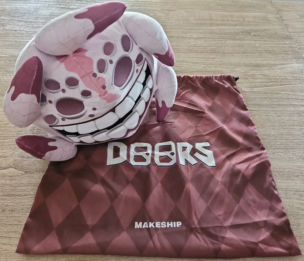 Makeship Roblox Doors Horror Video Game Pink Jumbo Queen Grumble Plush Brown Bag