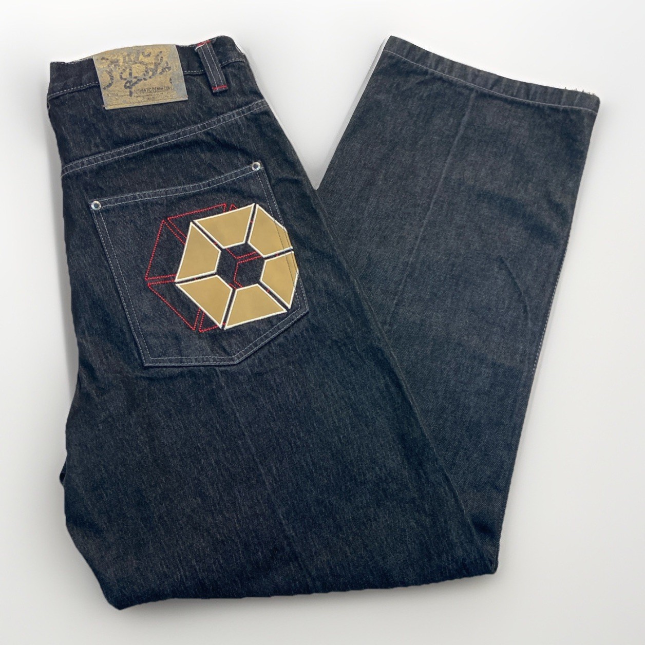 Southpole Jeans Mens 36 x 33 Y2K Vintage Baggy Big Logo Black Denim Skater