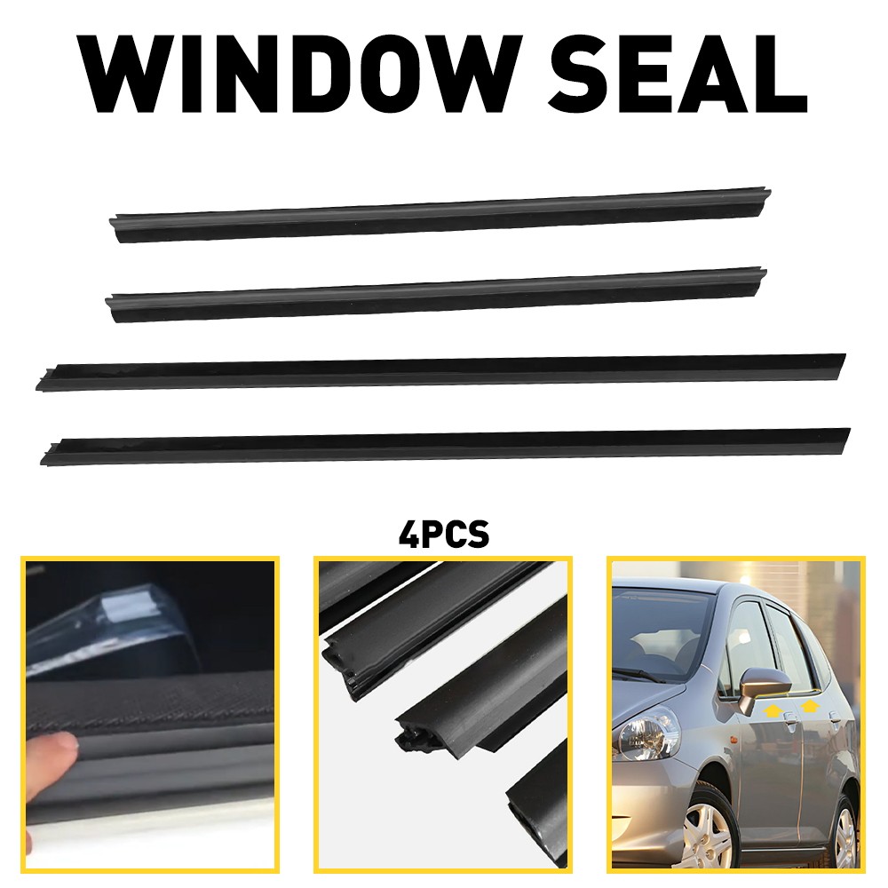 For Honda Fit 2008-2013 Jazz Weatherstrip Window Seal Moulding Trim 4PCS Strip
