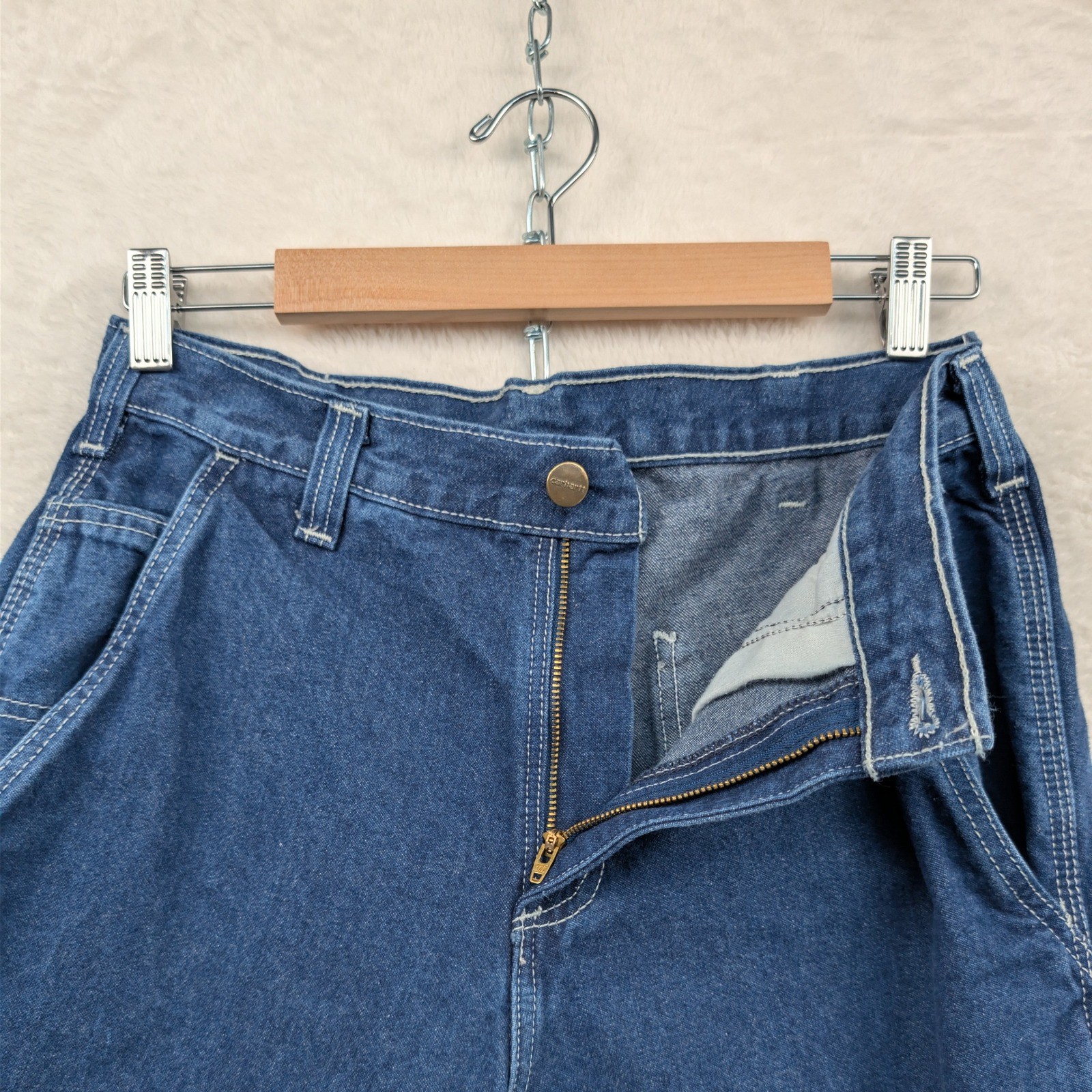VTG Carhartt Jeans Men\'s 32x32 Blue Work Dungaree Carpenter Straight Leg 90s
