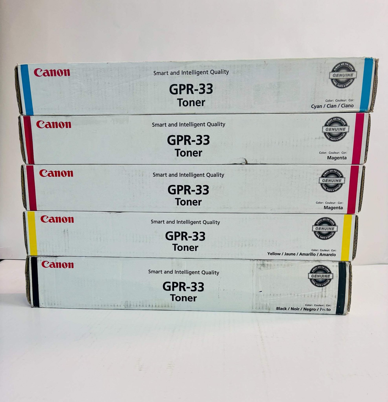 5 OEM Canon iRA C7055, C7065 Cyan,Magenta,Yellow Black Toner GPR-33, GPR33 CMYK