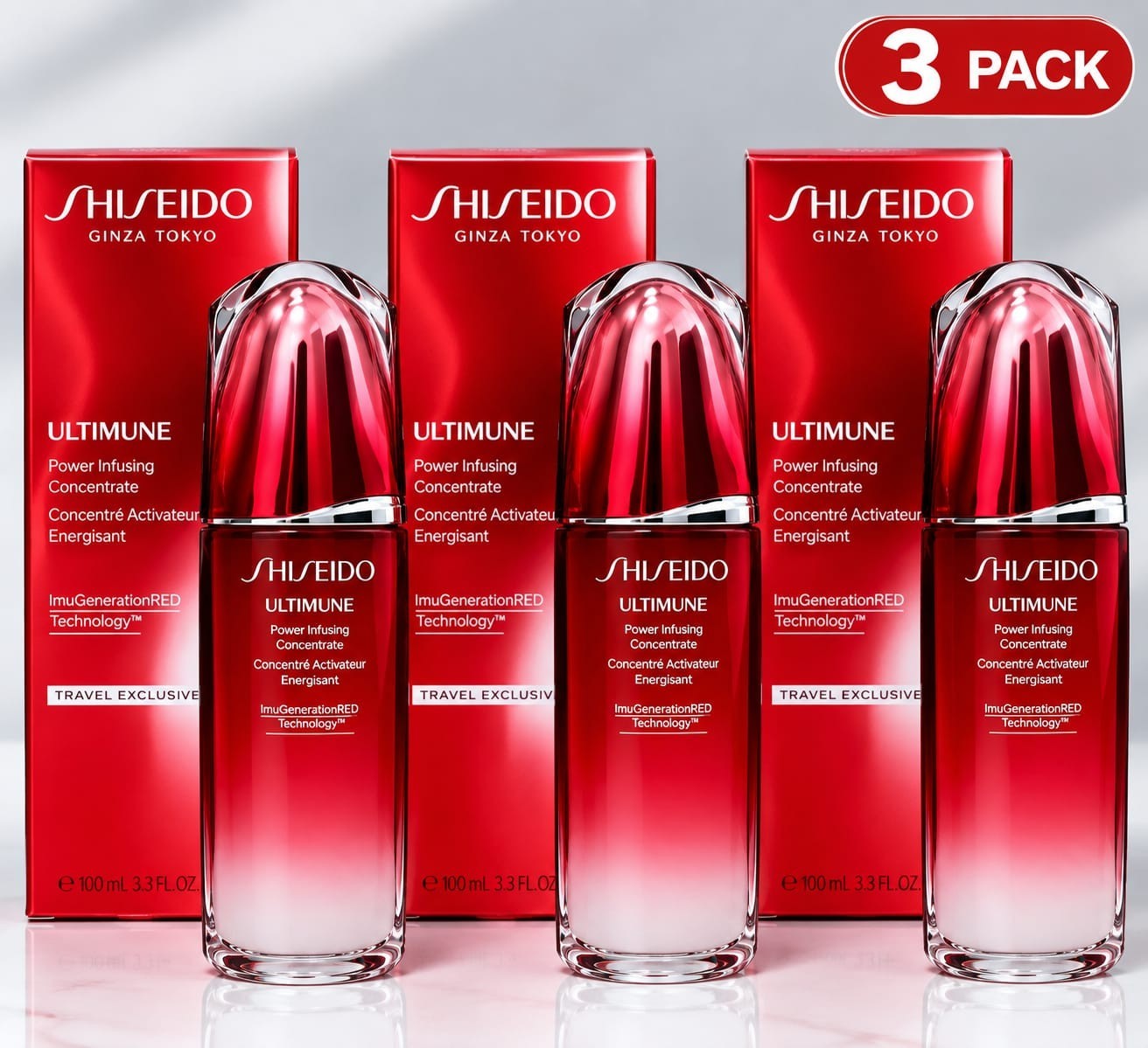 3 pack SHISEIDO Ultimune Power Infusing Concentrate 100ml/3.3oz 3 pack SHISEIDO Ultimune Power Infusing Concentrate 100ml/3.3oz