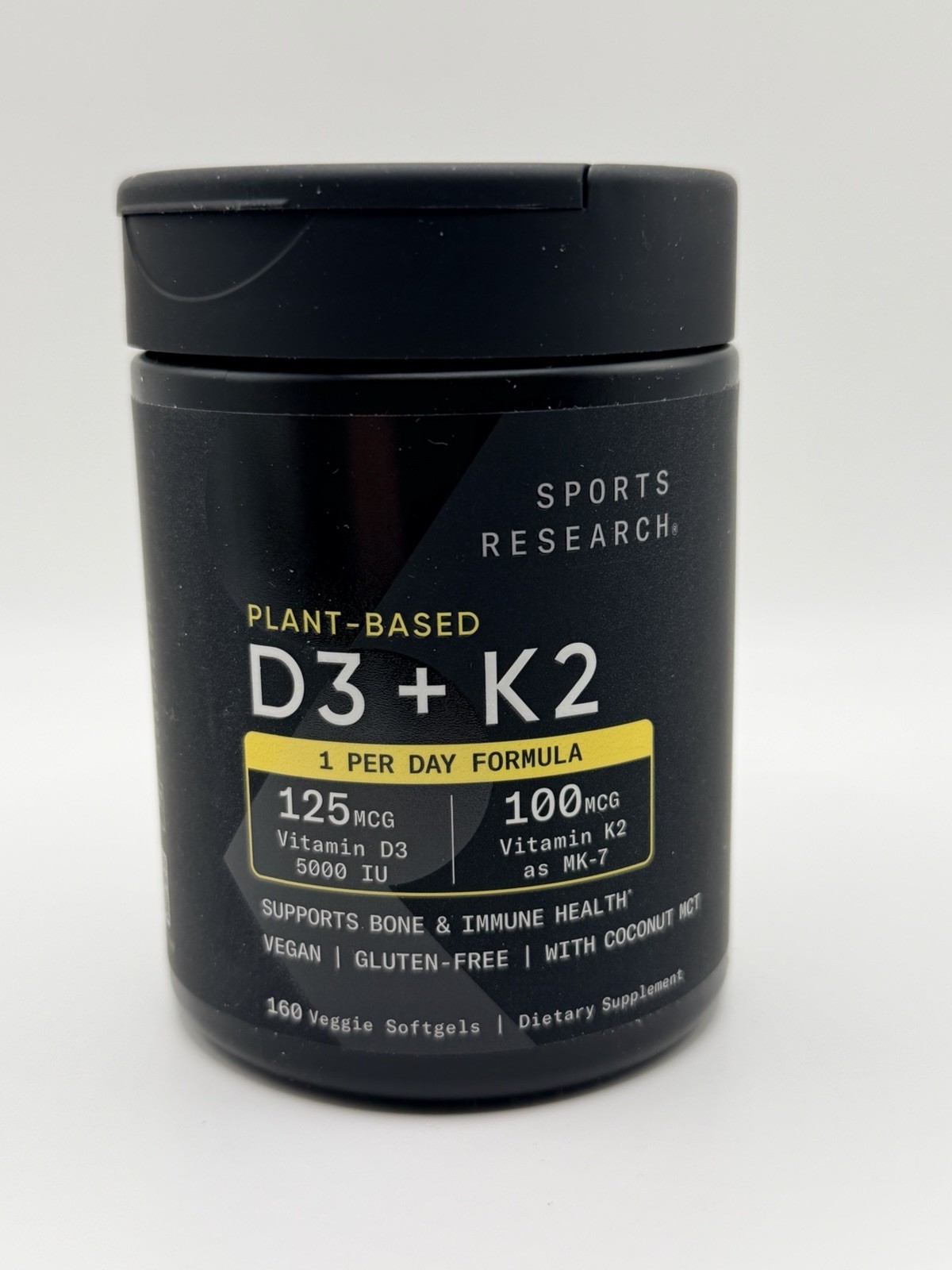 Sports Research Plant Based D3 (5,000 IU) + K2 (100 mcg) 160 Gels Exp 07/2028 Sports Research Plant Based D3 (5,000 IU) + K2 (100 mcg) 160 Gels Exp 07/2028