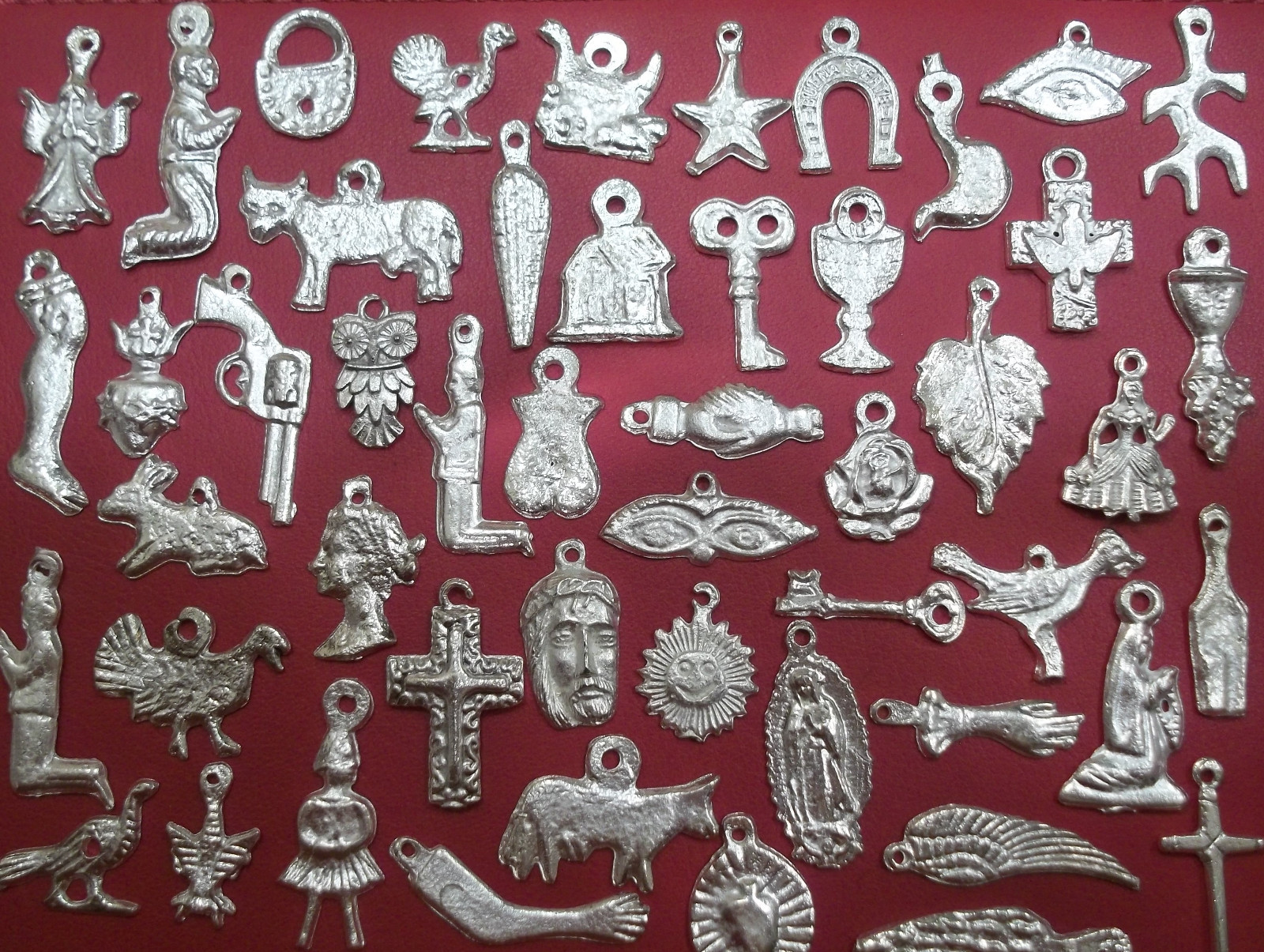 100 Milagro Charms Mexican Folk Art SILVER Exvoto Nicho Retablo