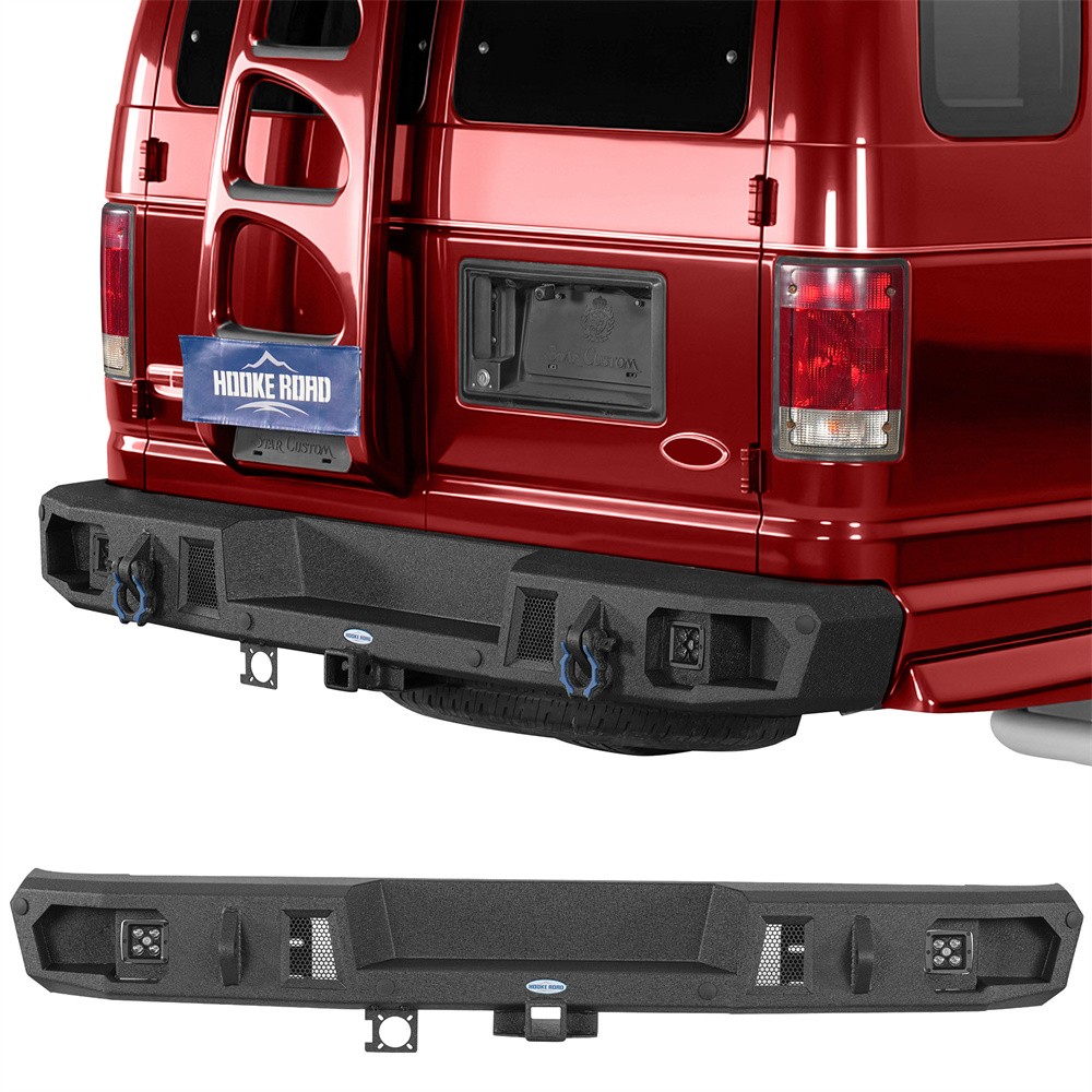 Off-Road Rear Bumper For 2008-2026 Ford E-350 Super Duty w/2x 25W LED Spotlights