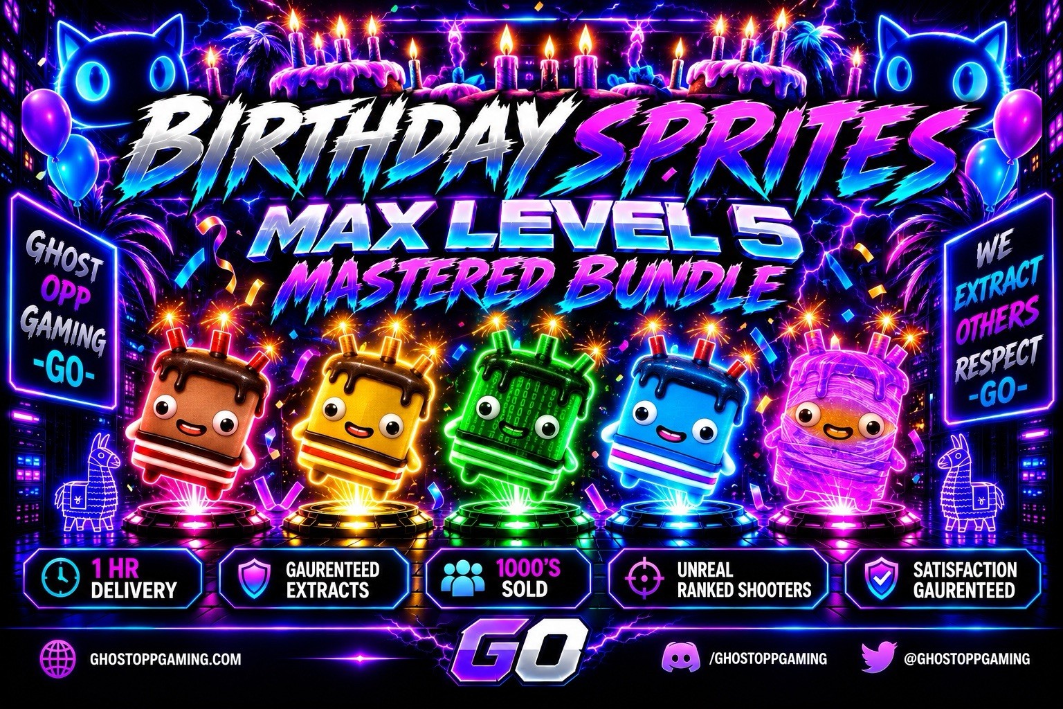 Mastered Fortnite Sprites ALL BIRTHDAY COMPLETE SET - FAST DELIVERY TODAY