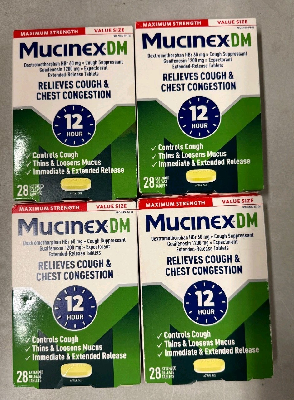 (4) Mucinex DM Maximum Strength Expectorant & Cough 28x4=112 Tablets Exp 5/27