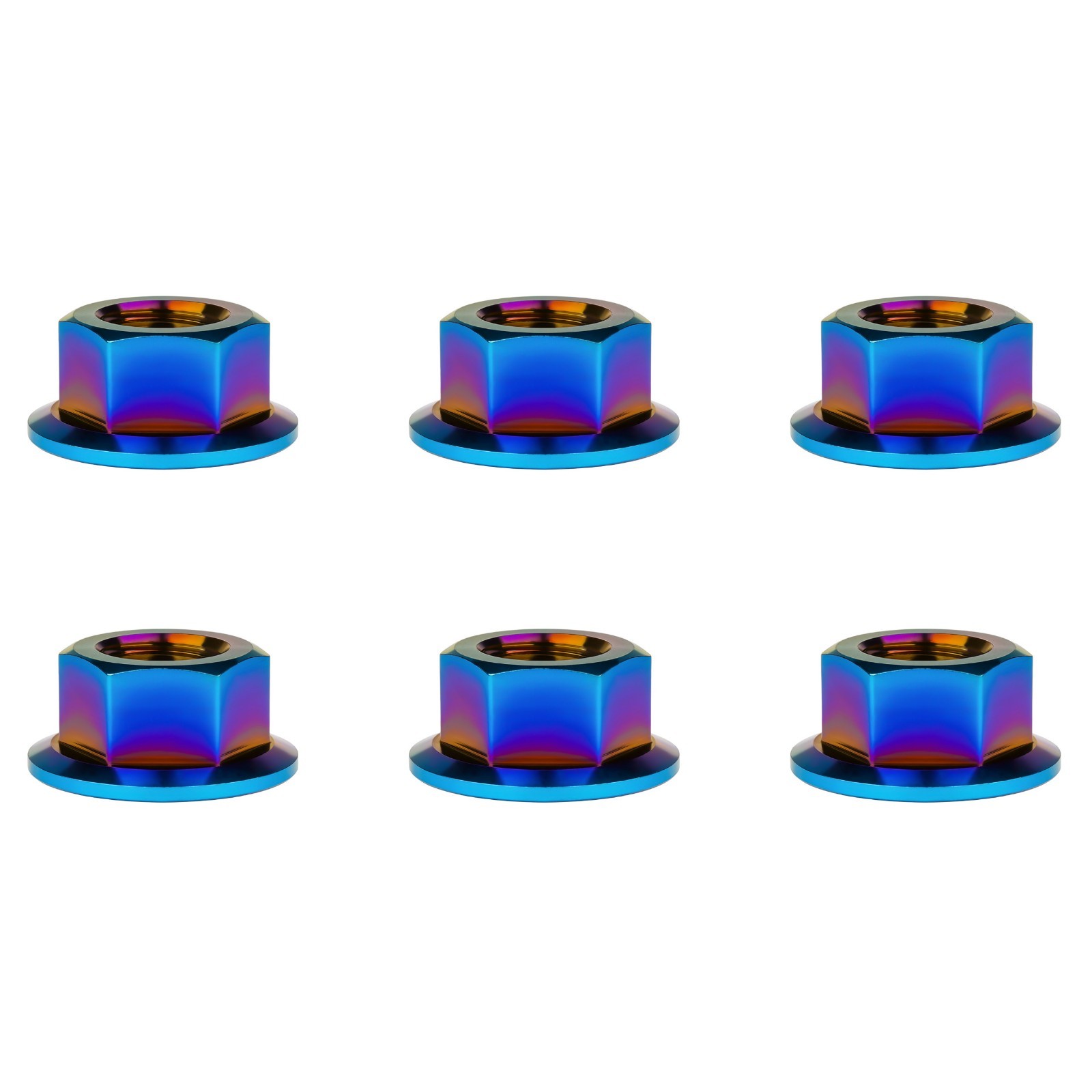 Wanyifa 6Pcs Titanium Ti M6 P1.0mm Flange Nuts Suitable for Motorcycle Burn Blue Wanyifa 6Pcs Titanium Ti M6 P1.0mm Flange Nuts Suitable for Motorcycle Burn Blue