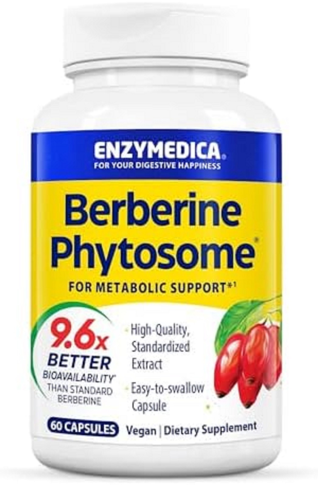 Enzymedica Berberine Phytosome High Absorption Supplement - Berbevis Berberine P
