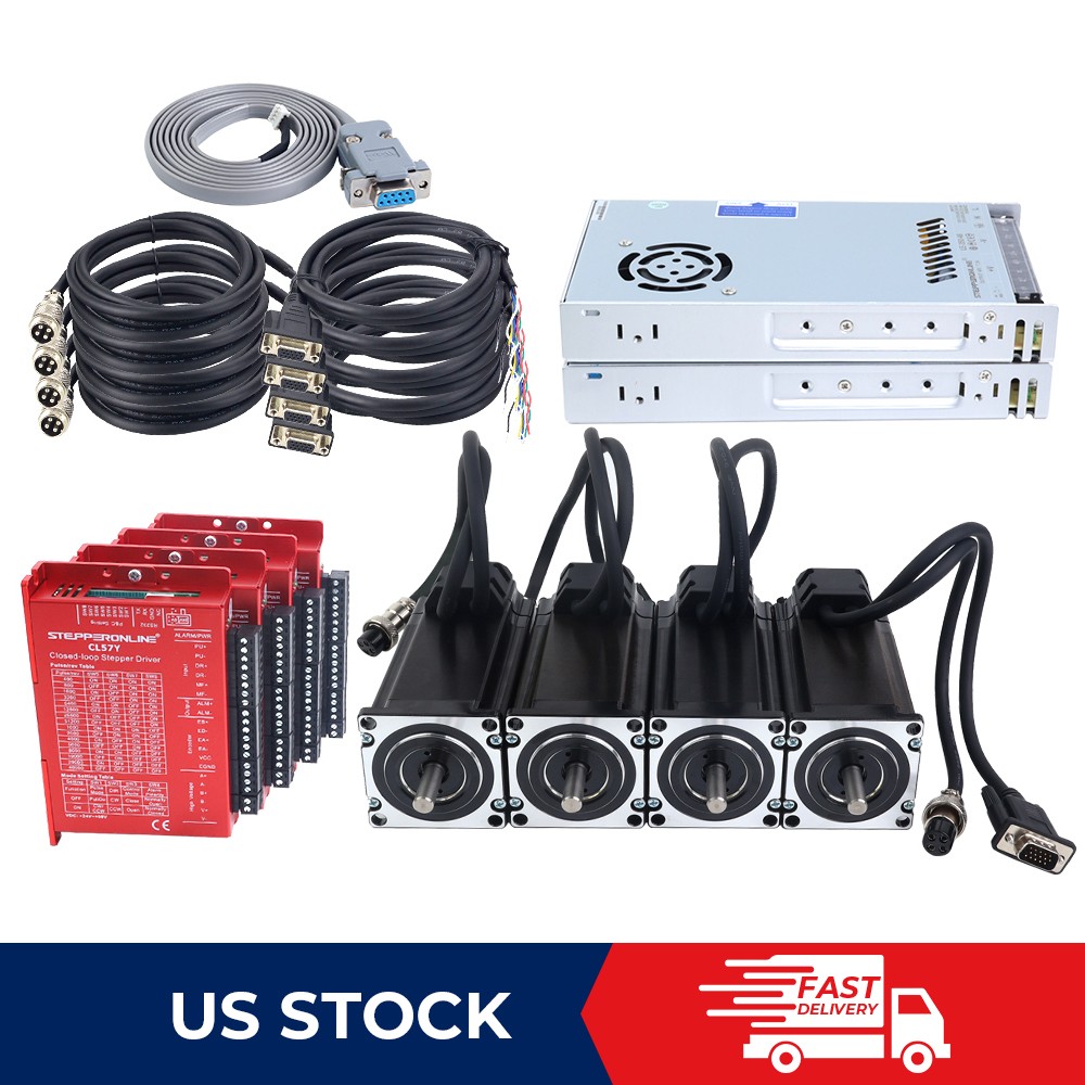 STEPPERONLINE 4Axis Closed Loop Stepper Kit Nema23 425oz.in Driver &Power Supply