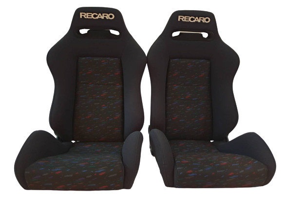 PAIR OF USED JDM RECARO SR3 CONFETTI BUCKET SPORT SEATS RACING PORCHE HONDA AUTO