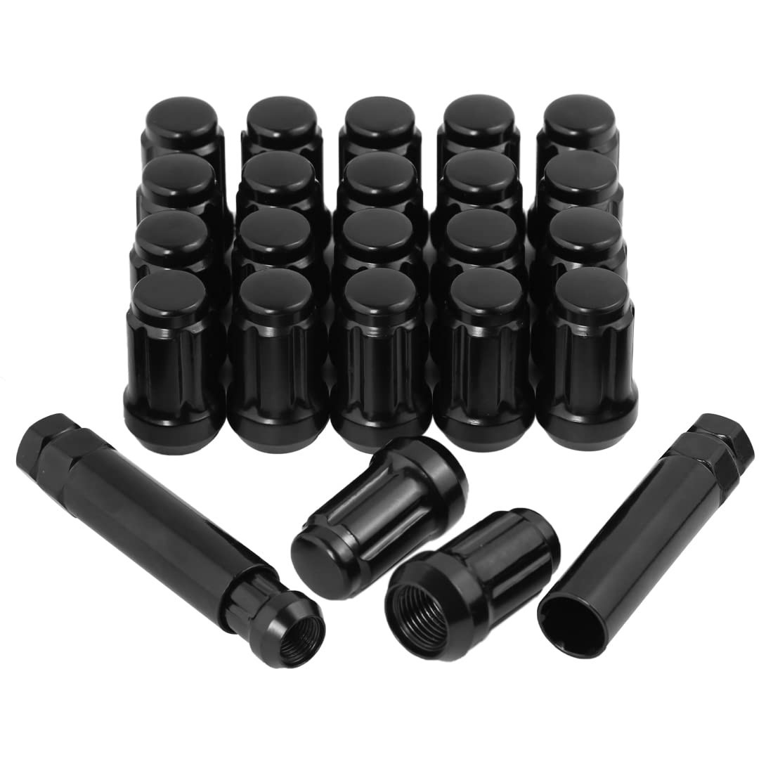 1/2-20 Acorn Lug Nuts 1/2x20 Set of 23 pcs 6 Spline Black 1.38\