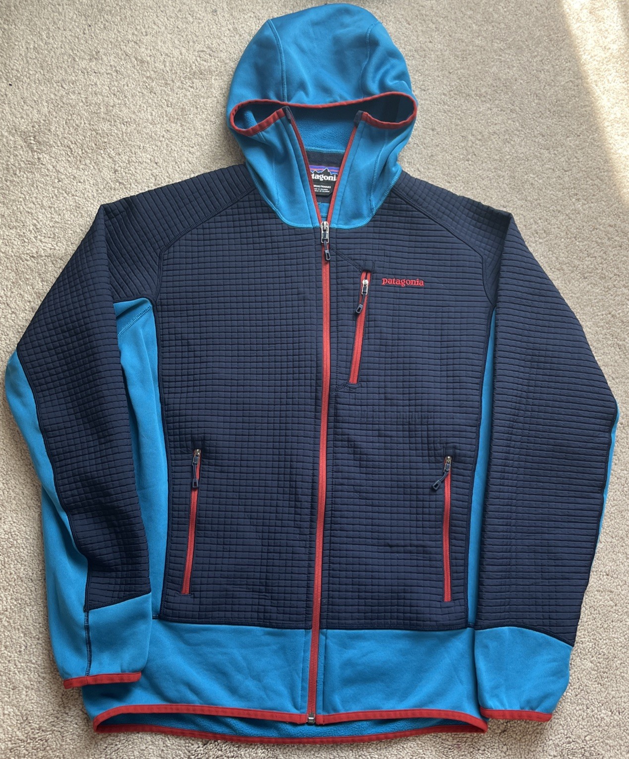 Patagonia Dual Aspect Hoody Jacket Mens Medium Blue Polartec Grid Lightweight Patagonia Dual Aspect Hoody Jacket Mens Medium Blue Polartec Grid Lightweight