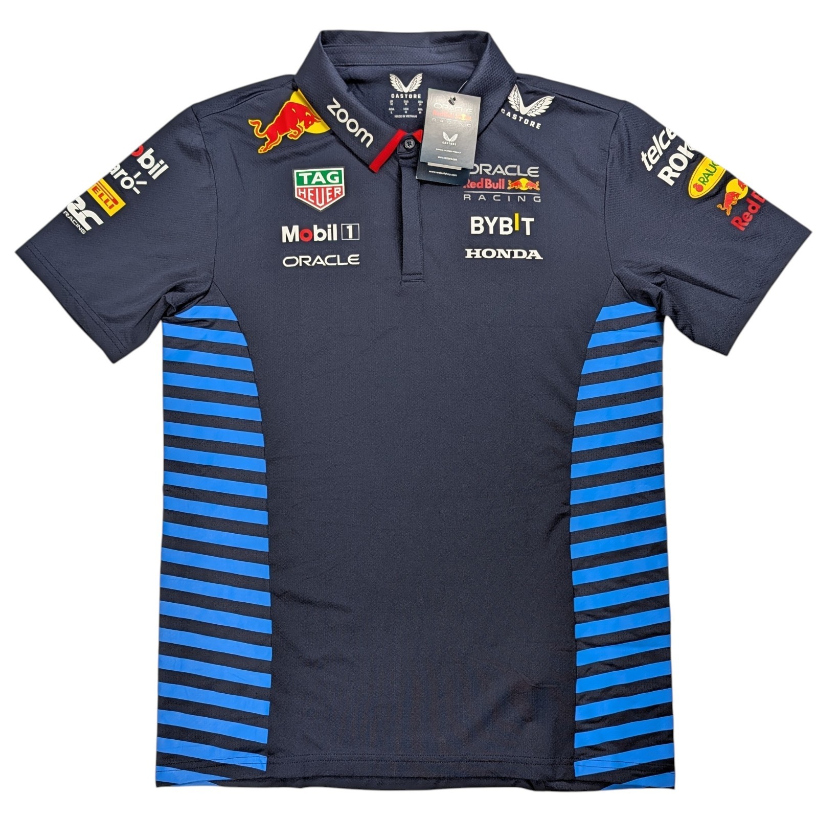 NEW Castore Oracle Red Bull Racing Polo Shirt Men Medium Official Merch Blue