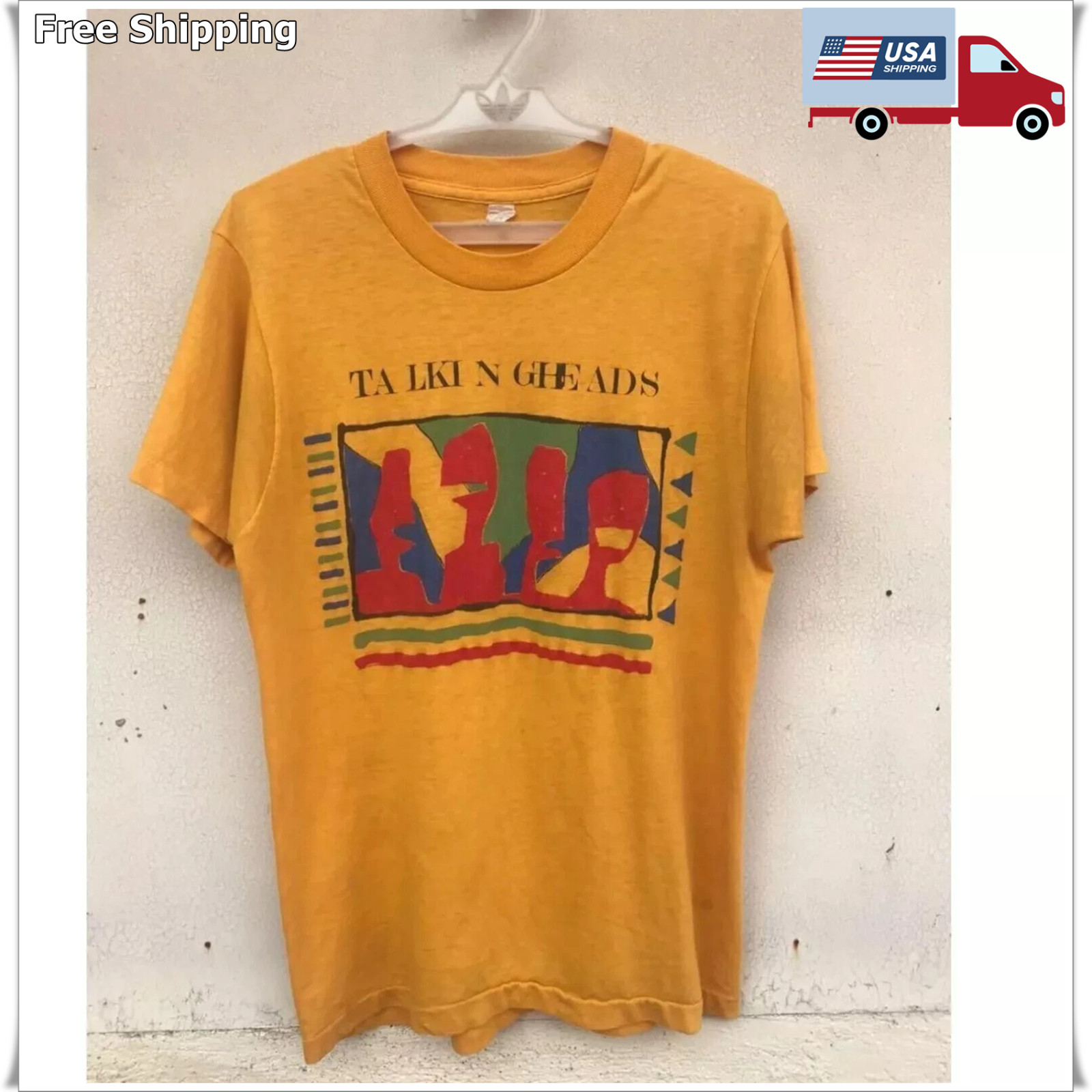 Talking Heads Vintage 1980s New Wave Art Rock Band Logo Graphic T-Shirt
