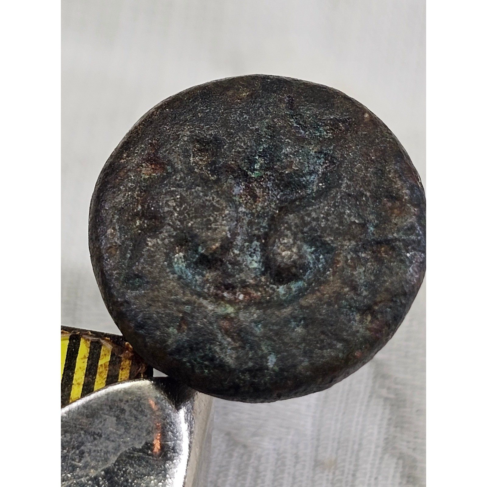 Ancient Bronze Stamp Seal Conical Pierced Pendant Rare Antique Intaglio Artifact
