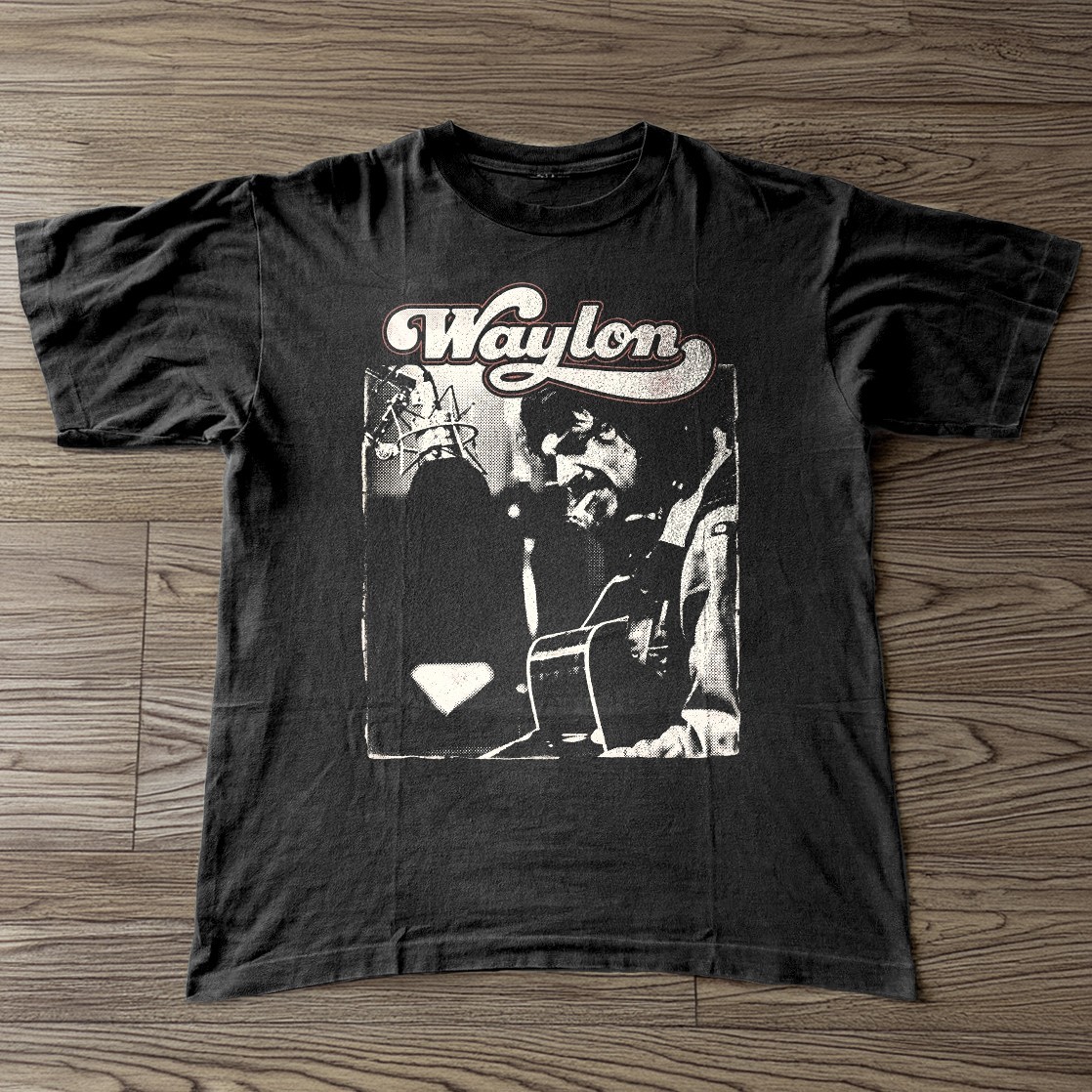 Waylon Jennings Outlaw Country Recording Studio Black T-Shirt